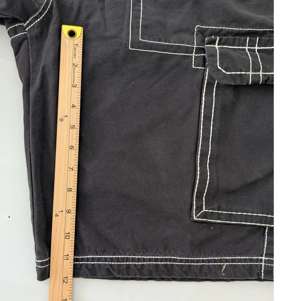 Vintage True Religion Cargo Shorts Mens 38 Black Big T USA Utility Flap Pockets